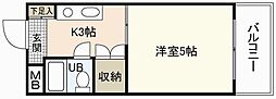 第五若宮ビル 7階1Kの間取り