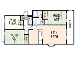 アネックス井口 4階3LDKの間取り