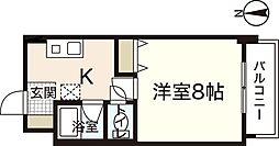 アヴァンセ中筋II 4階1Kの間取り