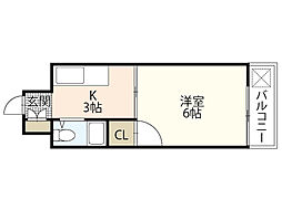 サクラーレ平野町旧：第1創広ビル 5階1Kの間取り