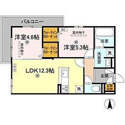 campanella山本 2階2LDKの間取り