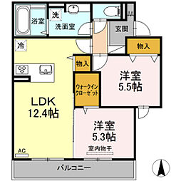 イリス　B 2階2LDKの間取り