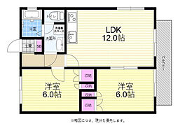 エクセレントB棟 1階2LDKの間取り