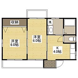 アイランドビル14 2DKの間取図画像