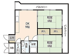 伊川マンション 2DKの間取図画像