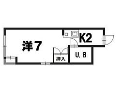 出汐Uビル ワンルームの間取図画像