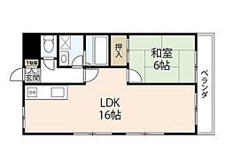 リバーサイド高橋 1LDKの間取図画像