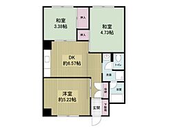 コーポハピネス 3DKの間取図画像