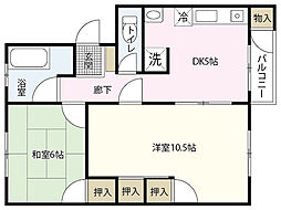 三沢コーポ 2DKの間取図画像