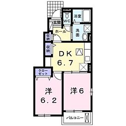 ラフォンテ 2DKの間取図画像