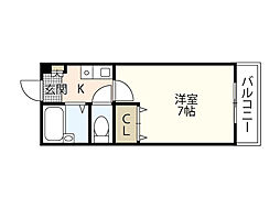 コーポNSR3 1Kの間取図画像