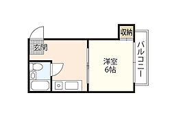 絹谷ビル 1DKの間取図画像