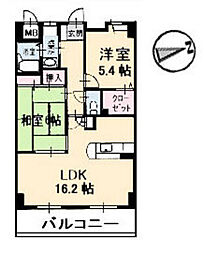 なかすじ壱番館 2LDKの間取図画像