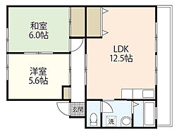 第2ハイコーポ中本 2LDKの間取図画像