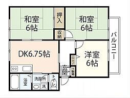 パストラル隅の浜A 3DKの間取図画像