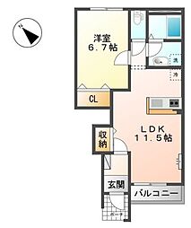 ココット2 1LDKの間取図画像