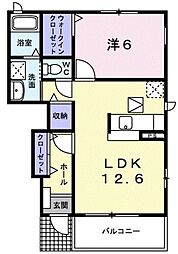 焼山・沖田レジデンスB棟 1LDKの間取図画像