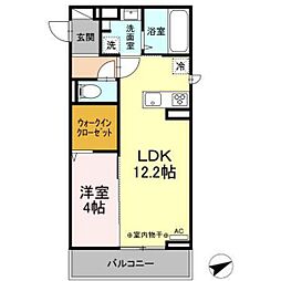 ハイアールF 1LDKの間取図画像