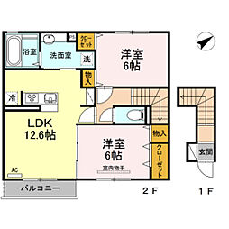 ルミエールA 2LDKの間取図画像