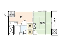 フローラル山手 1Kの間取図画像