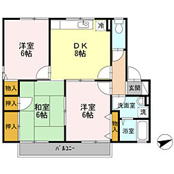 フロックスパークB 3DKの間取図画像