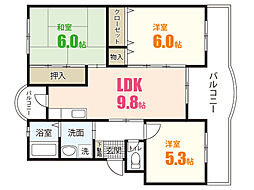 ハイム沖本 3LDKの間取図画像