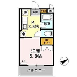 レジデンスエコー 1Kの間取図画像