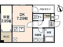 五日市リバーサイド1 1DKの間取図画像