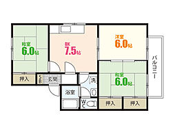 アビタシオンB 3DKの間取図画像