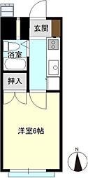 アップルコート 1Kの間取図画像