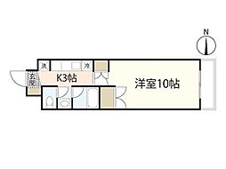 パレ・ルミエール 1Kの間取図画像