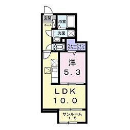 グロリオサ川根 1LDKの間取図画像