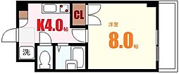 リスティア中筋 1Kの間取図画像
