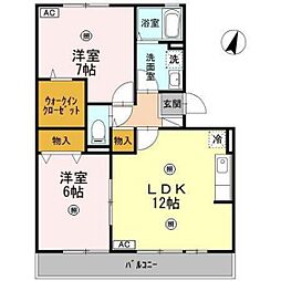 クレール友松 2LDKの間取図画像