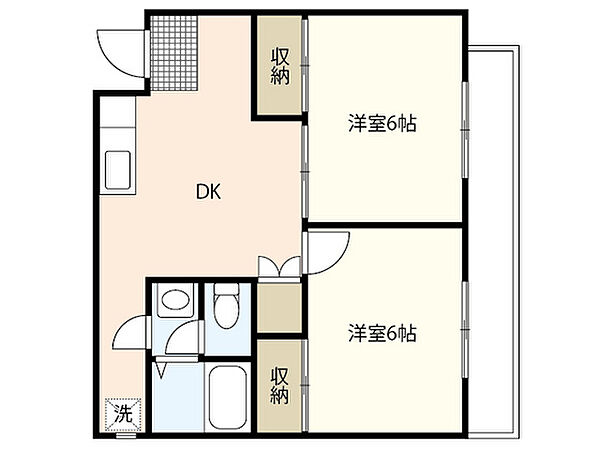 広島県広島市西区観音本町2丁目(賃貸マンション2DK・3階・42.20㎡)の写真 その2