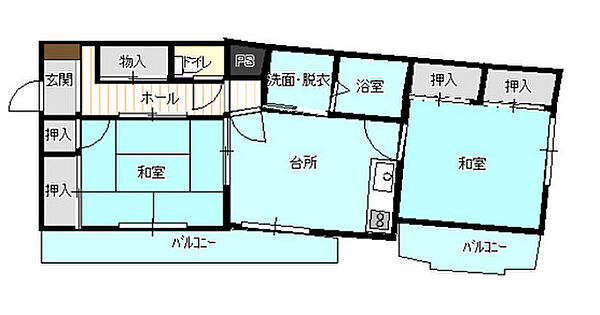 森田マンション ｜広島県広島市東区牛田東2丁目(賃貸マンション2DK・2階・44.00㎡)の写真 その2