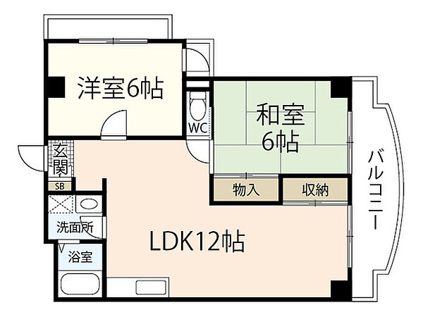 ブランシェ牛田 ｜広島県広島市東区牛田旭2丁目(賃貸マンション2LDK・2階・56.35㎡)の写真 その2