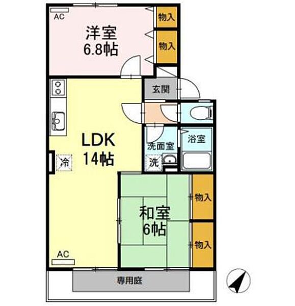 広島県広島市安佐南区上安7丁目(賃貸アパート2LDK・1階・59.55㎡)の写真 その2