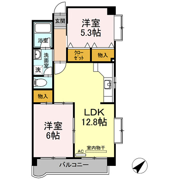 平田マンション ｜広島県広島市東区中山西2丁目(賃貸マンション2LDK・2階・51.70㎡)の写真 その2