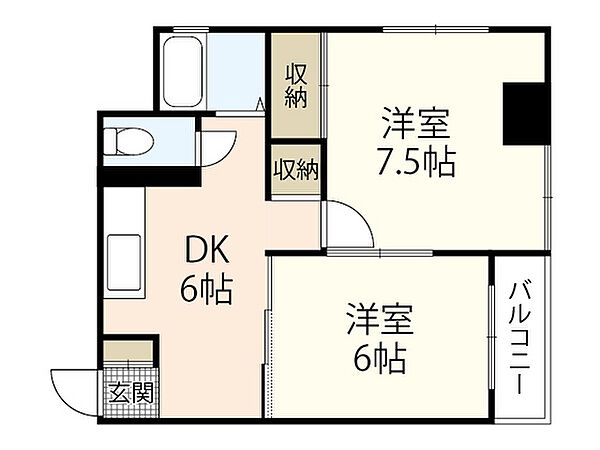 パームコーブ舟入 ｜広島県広島市中区舟入南3丁目(賃貸マンション2DK・2階・41.00㎡)の写真 その2