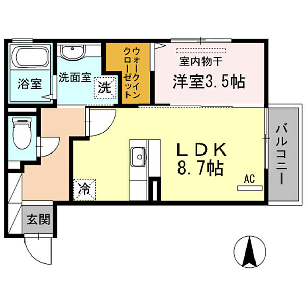 広島県広島市安佐南区上安2丁目(賃貸アパート1LDK・2階・34.76㎡)の写真 その2