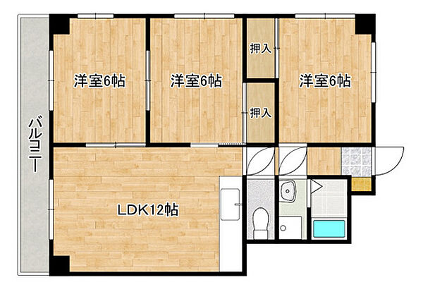 FORWEST千同 ｜広島県広島市佐伯区千同2丁目(賃貸マンション3DK・4階・57.60㎡)の写真 その2