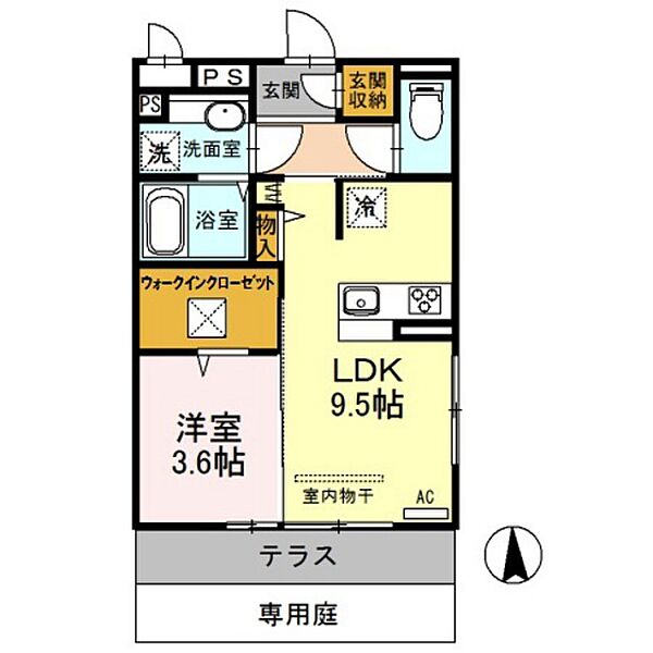 広島県広島市安佐南区川内6丁目(賃貸アパート1LDK・1階・36.96㎡)の写真 その2