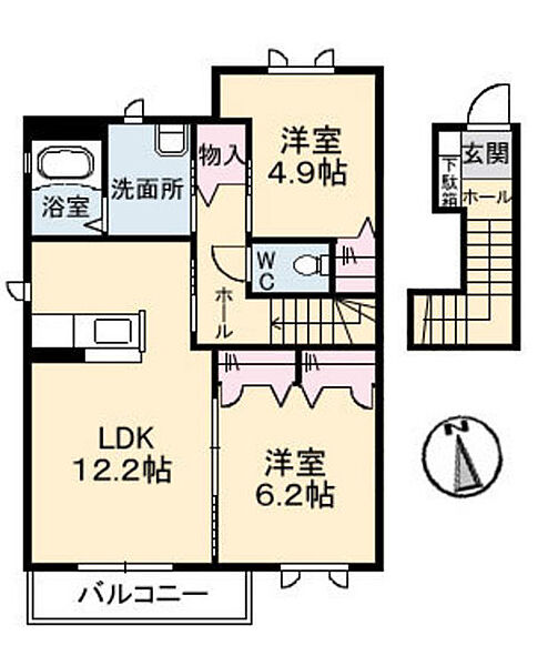 ヴィア　ラッテア　Ａ棟 ｜広島県広島市佐伯区千同1丁目(賃貸アパート2LDK・2階・61.60㎡)の写真 その2