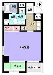 セレクト縮景園 5階1Kの間取り