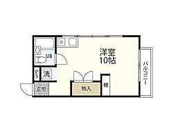 大成ハイム ワンルームの間取図画像