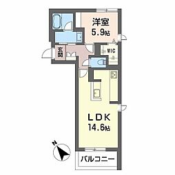 トラピッチェエメラルド 2階1LDKの間取り