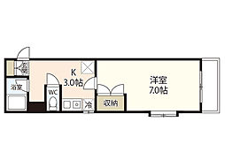 第2田中ビル 4階1Kの間取り