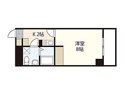 La Shanti 本川 2階1Kの間取り