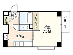 ＭＫフラット 5階1Kの間取り